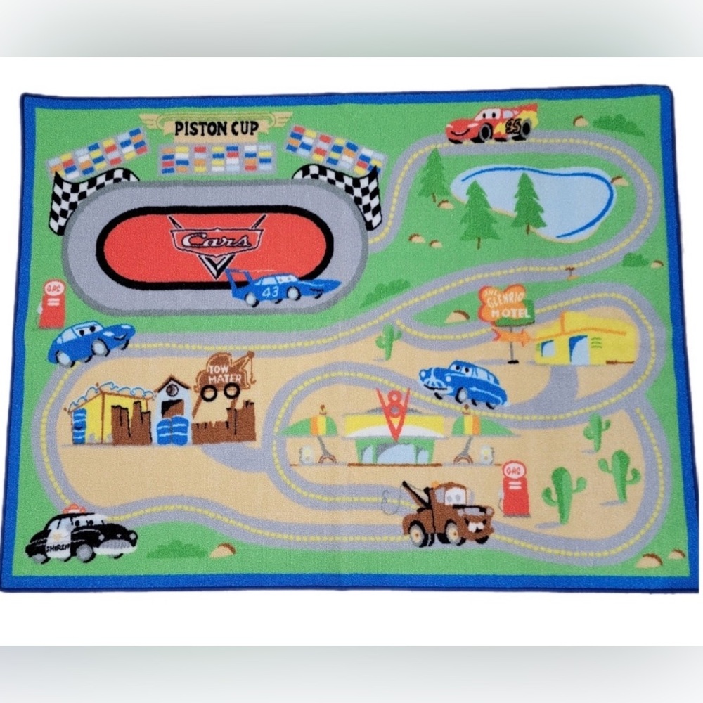 Disney Cars Floor Rug Playmat and Lightning McQueen Pillow Buddy - Picture 2 of 10